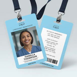 Krankenschwester Foto & Logo Hellblau Abzeichen Ausweis
