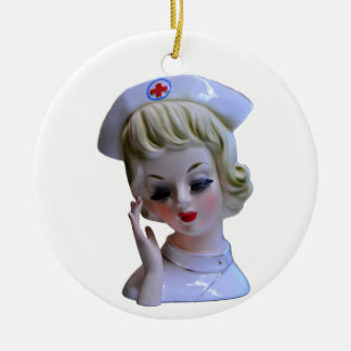 Krankenschwester Frontlinien-Held Kopfvase 1960er Keramik Ornament