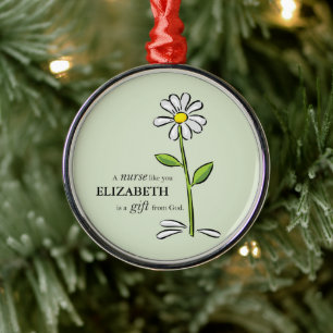 Krankenschwester Geburtstag Religious Green Daisy  Ornament Aus Metall