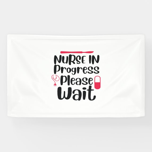 Krankenschwester Geschenke im Gange Bitte warten Banner (Horizontal)