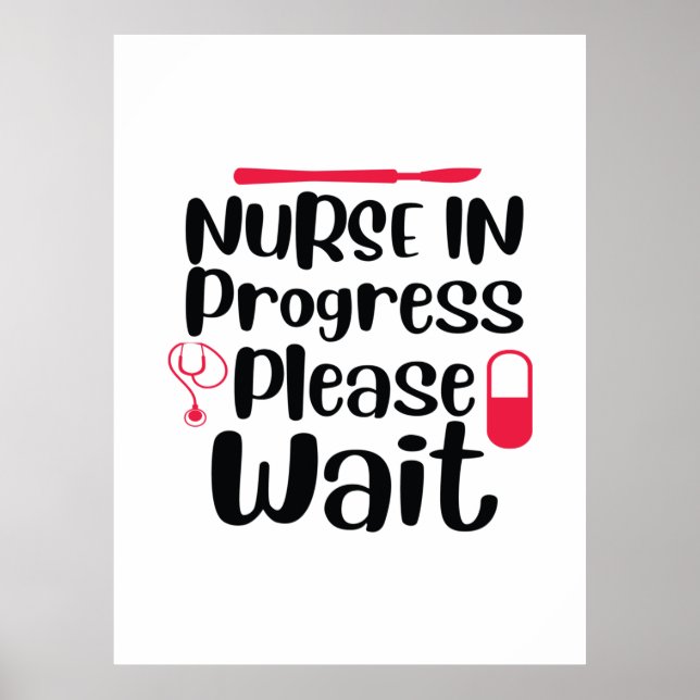 Krankenschwester Geschenke im Gange Bitte warten Poster (Vorne)