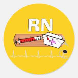 Krankenschwester-Geschenke "RN " Runder Aufkleber