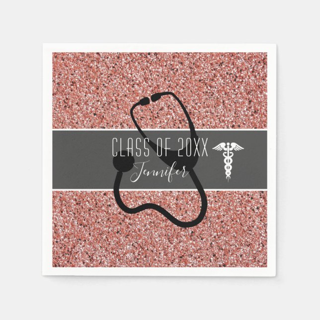 Krankenschwester Graduation Party Medical Rose Gol Serviette (Vorderseite)