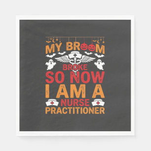 Krankenschwester Halloween Besen Brach Design_1 Serviette