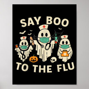Krankenschwester Halloween Geistermannschaft Impfs Poster