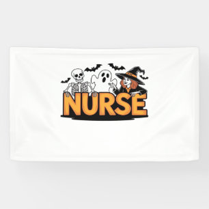 Krankenschwester - Halloween - mit Geist, Hexe und Banner