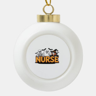 Krankenschwester - Halloween - mit Geist, Hexe und Keramik Kugel-Ornament