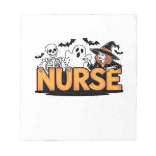 Krankenschwester - Halloween - mit Geist, Hexe und Notizblock