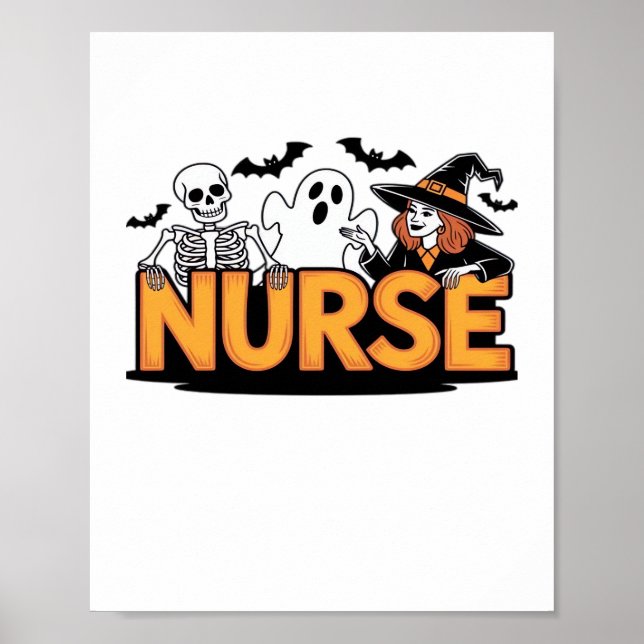 Krankenschwester - Halloween - mit Geist, Hexe und Poster (Vorne)