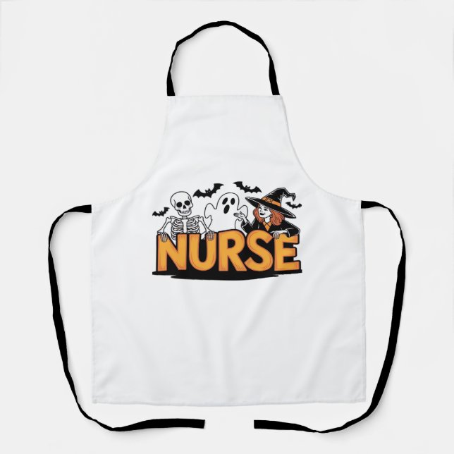 Krankenschwester - Halloween - mit Geist, Hexe und Schürze (Vorderseite)