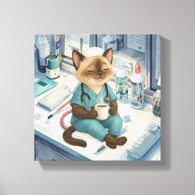 Krankenschwester hat eine Kaffeepause Leinwanddruck (Vorderseite)