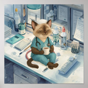 Krankenschwester hat eine Kaffeepause Poster