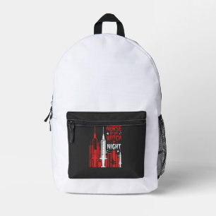 Krankenschwester-Hexen-Halloween-Skyline-Design_1 Bedruckter Rucksack