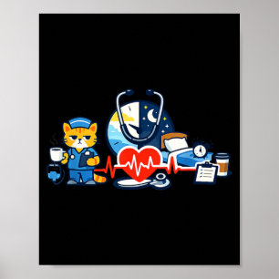 Krankenschwester Humor Nachtschicht Emblem für RN- Poster