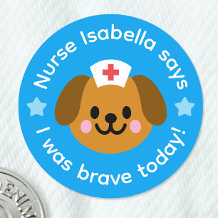 Krankenschwester Ich War Heute Tapfer Süßer Hund B Runder Aufkleber
