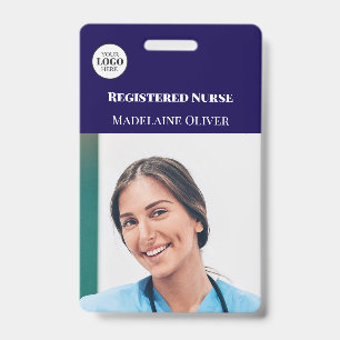 Krankenschwester ID Foto Navy Einfaches Logo Abzei Ausweis