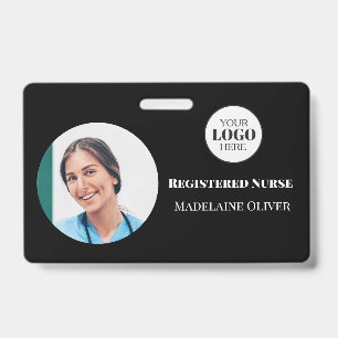 Krankenschwester ID Foto Schwarz Einfaches Logo Ab Ausweis