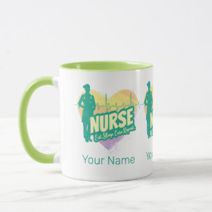 Krankenschwester im Vintage-Design mit Herzschlag- Tasse