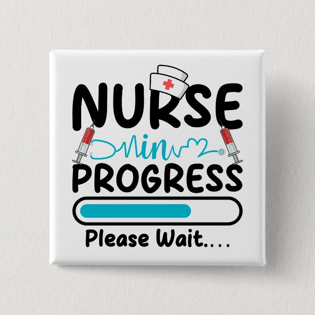 Krankenschwester in Ausbildung Ladequadrat-Schaltf Button (Vorderseite)