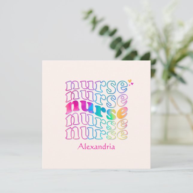 "Krankenschwester" in eleganten Regenbogenfarben (Stehend Vorderseite)