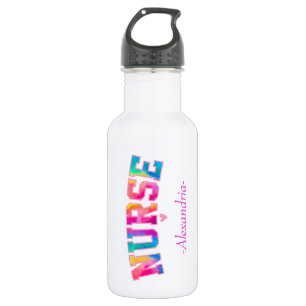 "Krankenschwester" in eleganten Regenbogenfarben   Edelstahlflasche