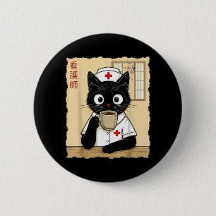 Krankenschwester Japanische Katze Button