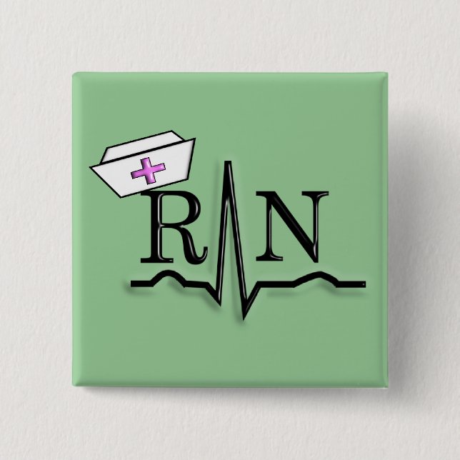 Krankenschwester-Kappen-Entwurf RN QRS Button (Vorderseite)
