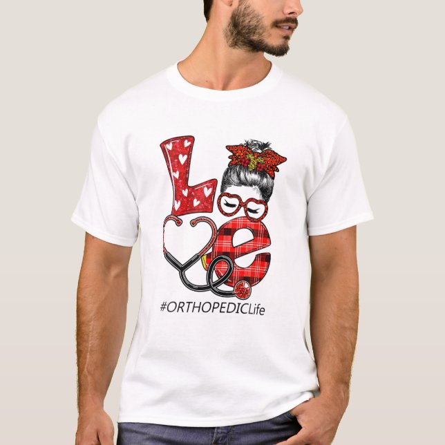 Krankenschwester Karo Leopard Liebe T-Shirt (Vorderseite)
