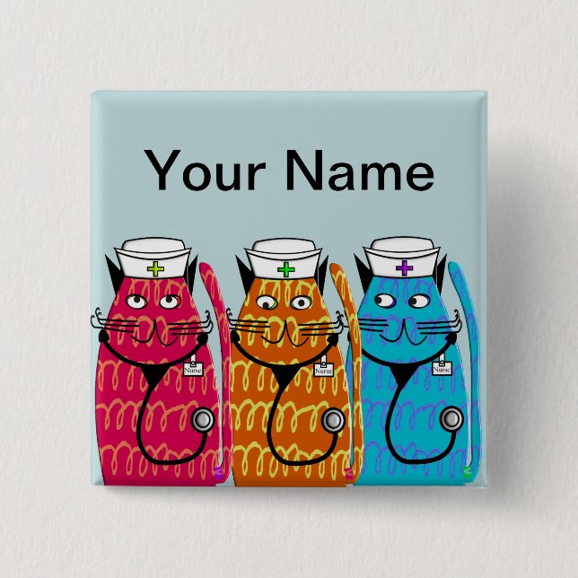 Krankenschwester-Katzen-NamensAbzeichen-Buttone Button (Vorderseite)