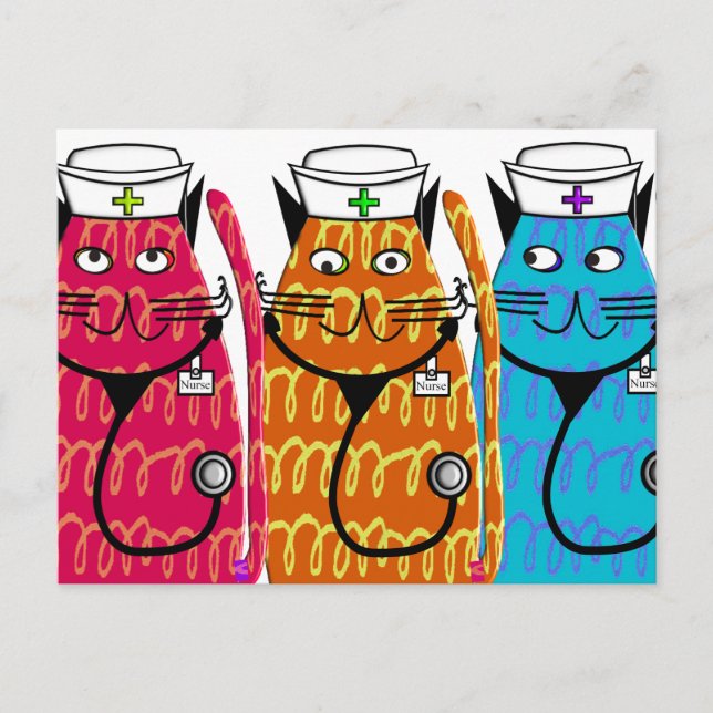 Krankenschwester-Katzen Postkarte (Vorderseite)