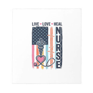 Krankenschwester Lebe Liebe Heile Patriotisches Vi Notizblock