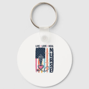 Krankenschwester Lebe Liebe Heile Patriotisches Vi Schlüsselanhänger