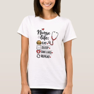 Krankenschwester Leben: Essen Schlafen Leben Rette T-Shirt