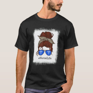 Krankenschwester Leben Gebleicht Leopard Zerzauste T-Shirt
