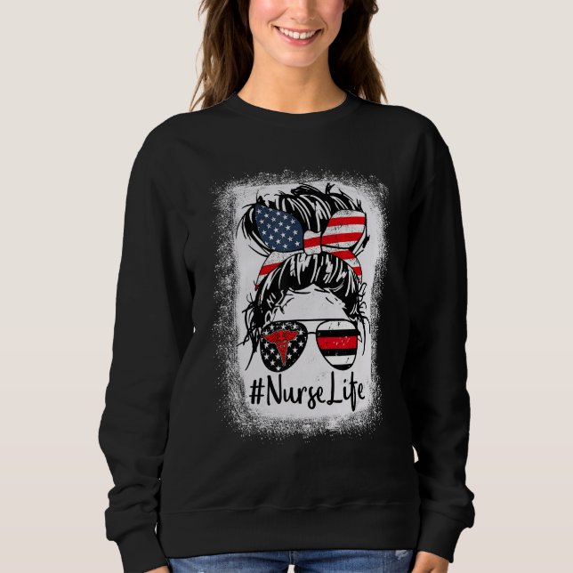 Krankenschwester Leben Gebleicht  Rosa Leopard Uno Sweatshirt (Vorderseite)