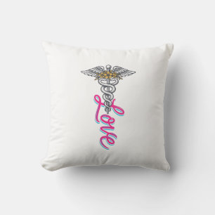 Krankenschwester Liebe Caduceus Floral Medizin Ver Kissen