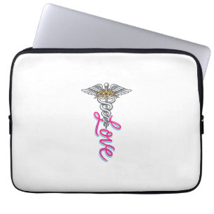 Krankenschwester Liebe Caduceus Floral Medizinisch Laptopschutzhülle
