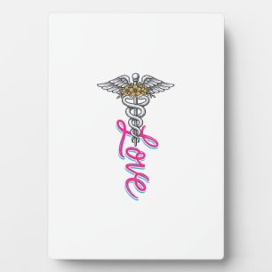 Krankenschwester Liebe Caduceus Florales Medizinis Fotoplatte