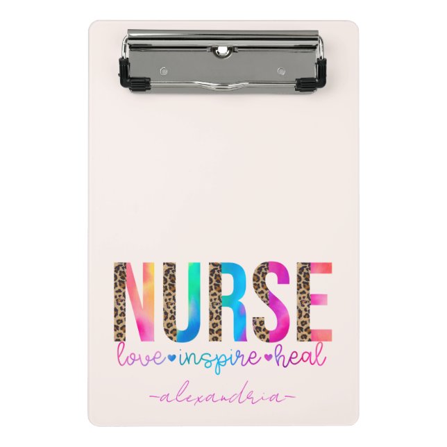 "Krankenschwester - Liebe, Inspiriert, heilen" in  Mini Klemmbrett (Vorderseite)