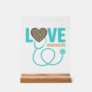 Krankenschwester Liebe Leopard Stethoskop Vektor D Acrylschild