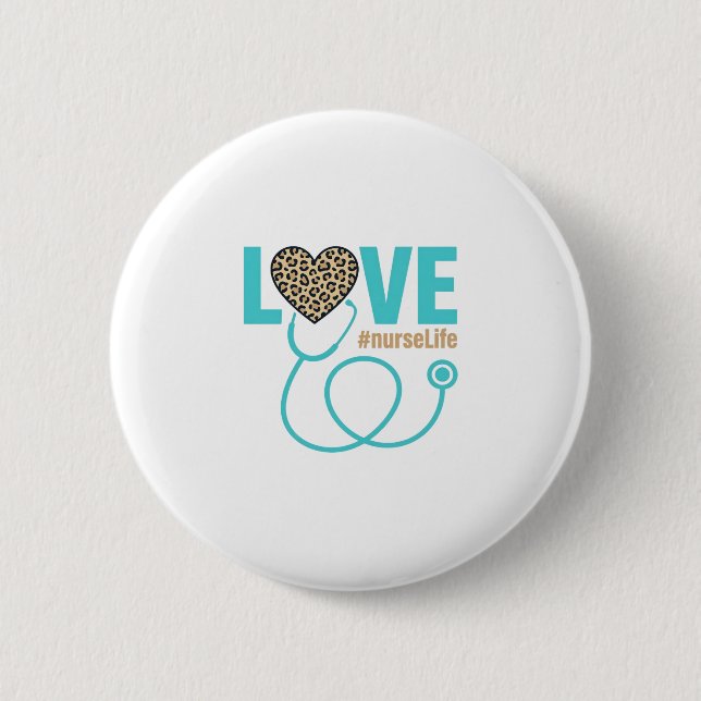 Krankenschwester Liebe Leopard Stethoskop Vektor D Button (Vorderseite)