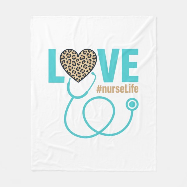 Krankenschwester Liebe Leopard Stethoskop Vektor D Fleecedecke (Vorderseite)
