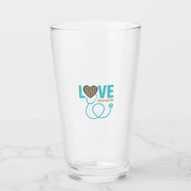 Krankenschwester Liebe Leopard Stethoskop Vektor D Glas (Vorderseite)