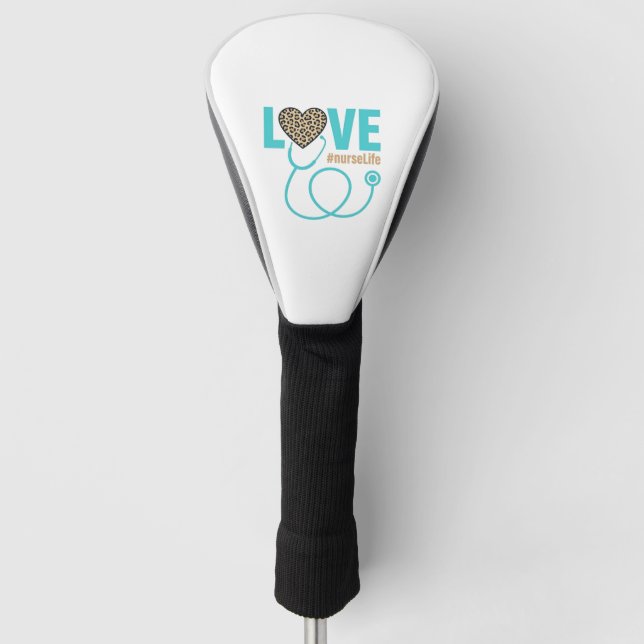 Krankenschwester Liebe Leopard Stethoskop Vektor D Golf Headcover (Vorderseite)