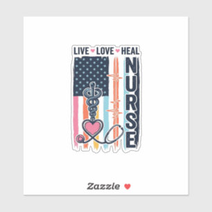 Krankenschwester Live Liebe Heilen Patriotisch Ret Aufkleber