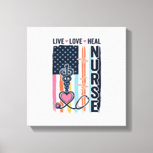 Krankenschwester Live Liebe Heilen Patriotisches V Leinwanddruck
