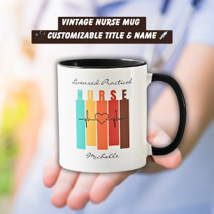 Krankenschwester LPN RN Medizin Vintage-Farben mit Tasse