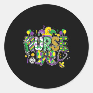 Krankenschwester Mardi Gras Stethoskop New Orleans Runder Aufkleber