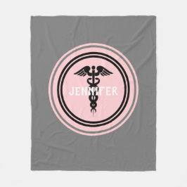 Krankenschwester Medical Caduceus Blush Pink Gray  Fleecedecke