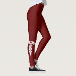 Krankenschwester Medical Caduceus Symbol Dunkelrot Leggings